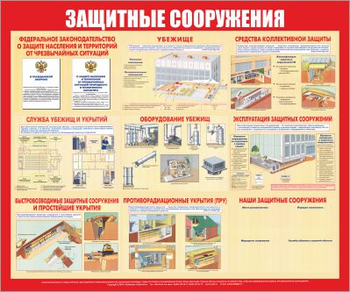 С58 Стенд защитные сооружения (1200х1000 мм, 3 мм, Прямая печать на пластик) - Стенды - Стенды по гражданской обороне и чрезвычайным ситуациям - ohrana.inoy.org